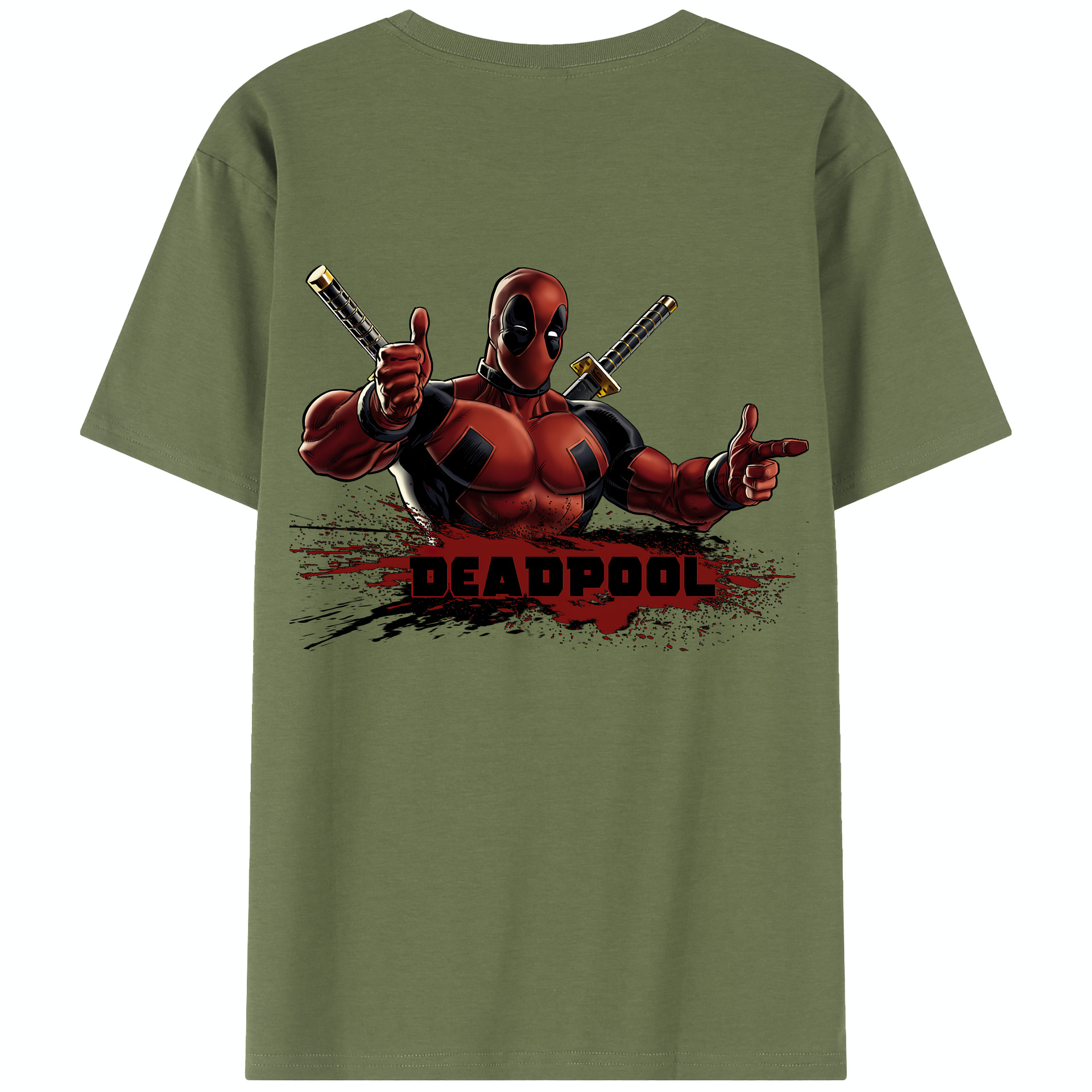 （画像用） Deadpool デッドプール 綿100％半袖Tシャツ（背面プリント）